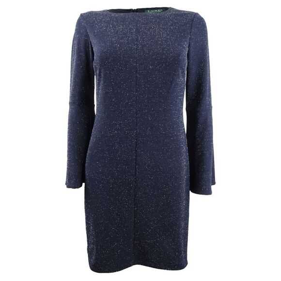 Lauren by Ralph Lauren Women's Metallic Ponte Dress - Navy - Picture 1 of 2